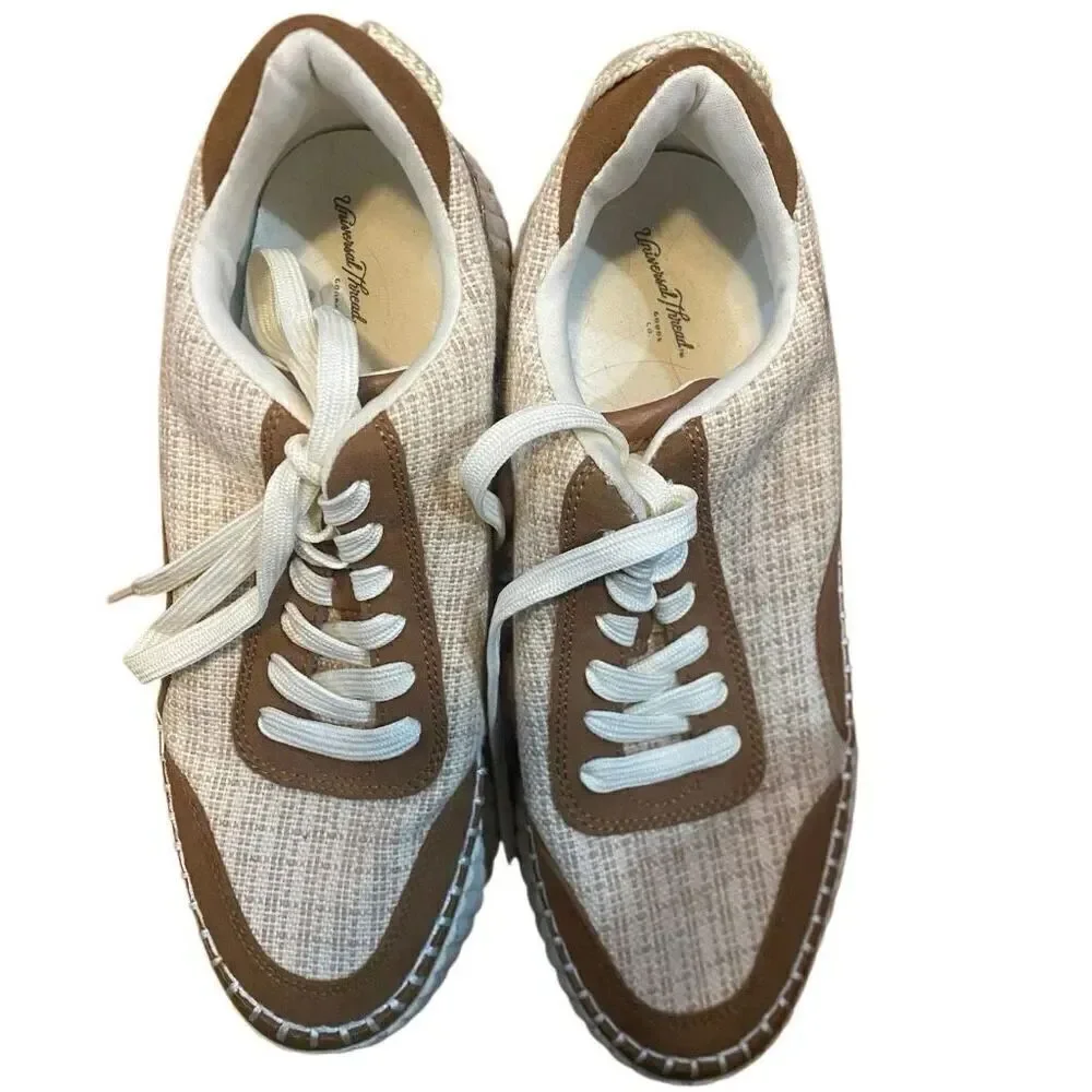 Universal Thread size 9 canvas platform shoes brown tans casual shoes